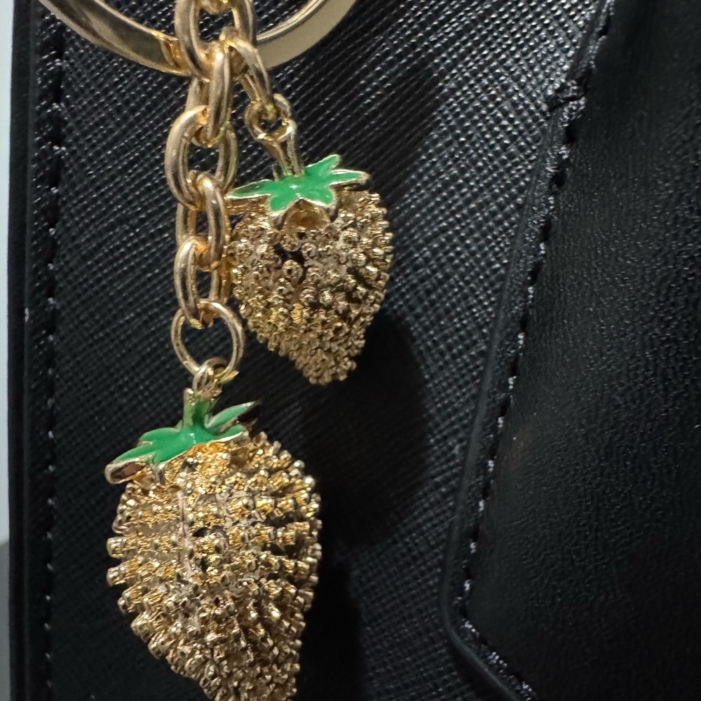 Gold Strawberry Bag Charm
